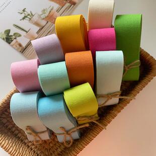 韩国进口纯棉彩色布料丝带手工diy蝴蝶结撞色碎发夹发箍制作织带