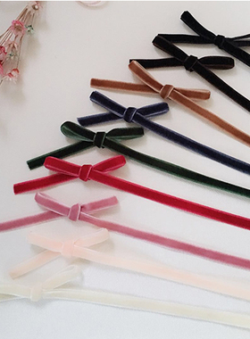 韩国进口窄丝绒细织带包夹子diy材料小蝴蝶结装饰丝带材料