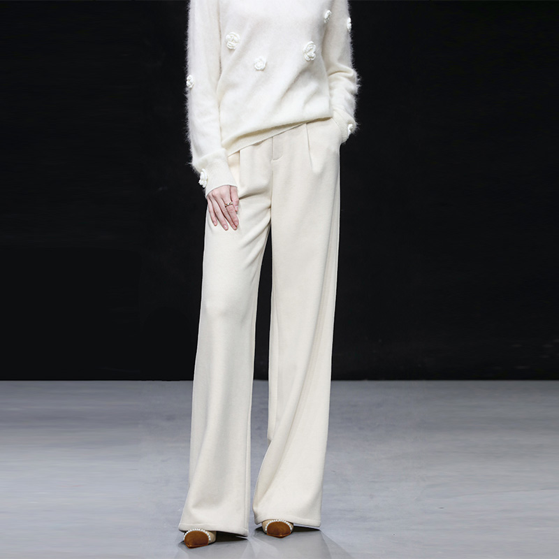 2025冬季新款气质简约百搭高腰长款直筒雪尼尔阔腿裤裤子女装