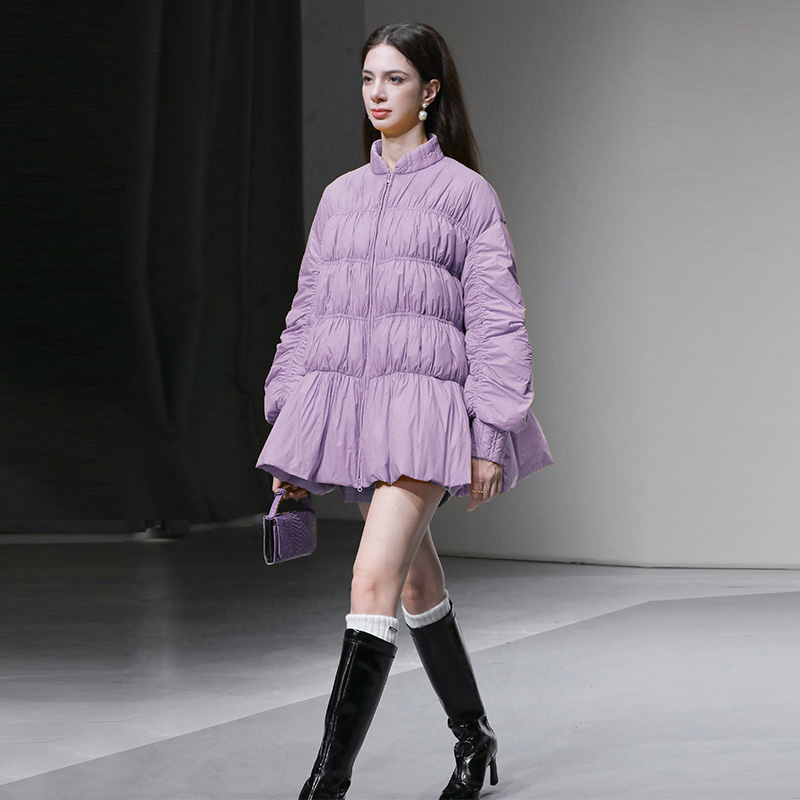 2025冬季新款时尚休闲减龄灯笼袖宽松A摆羽绒服加厚90羽绒服外套