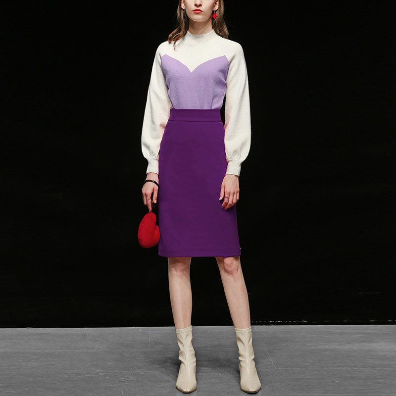 QC秋冬季2022新款女装时尚气质撞色拼接毛衣简约显瘦毛呢半裙套装,女装/女士精品,时尚套装,淘宝优惠券,粉丝福利购,淘宝优惠卷