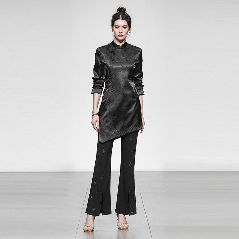 2026春季新款女装国风立领旗袍不规则衬衫国潮显身材小衫上衣