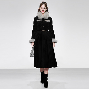2025冬季都市高级小香风合身收腰中长狐狸毛羽绒服千金玛德琳