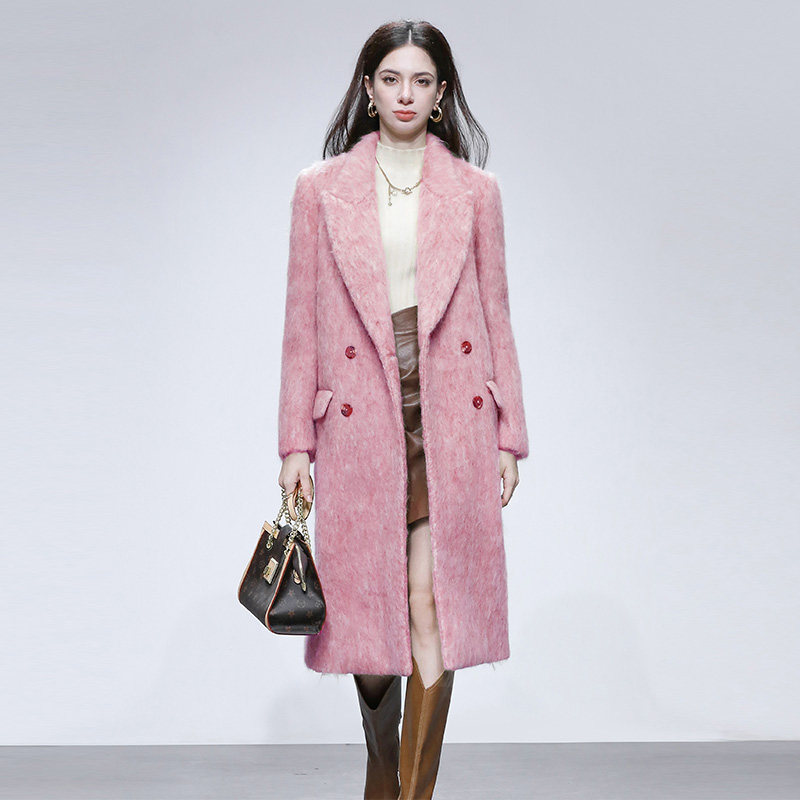 2025冬季新款时尚轻奢宽松西装版大衣气质中长款山羊毛大衣外套女
