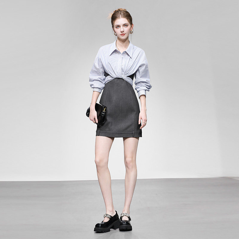 2026春季新款时尚气质绑带设计衬衣+吊带短裙条纹连衣裙套装女装,女装/女士精品,时尚套装,淘宝优惠券,粉丝福利购,淘宝优惠卷