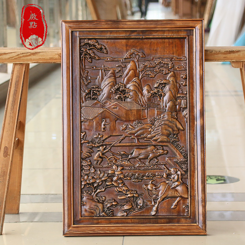 东阳仿古镂雕香樟木白胚挂件