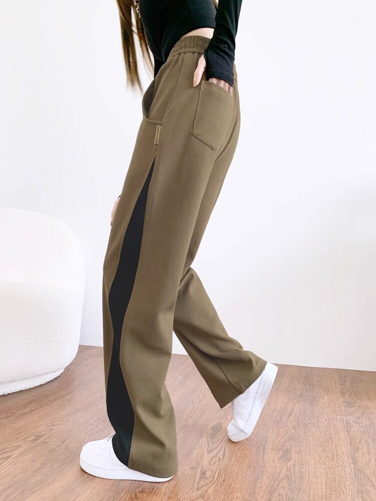 CLEARANCE AND LEAKAGE COUNTER WITHDRAWS SWEATPANTS WOMENS SPRING AND AUTUMN PLUS-SIZE LOOSE AND THIN VERSION OF THE STITCHED WIDE-LEGGED LONG SWEATPANTS