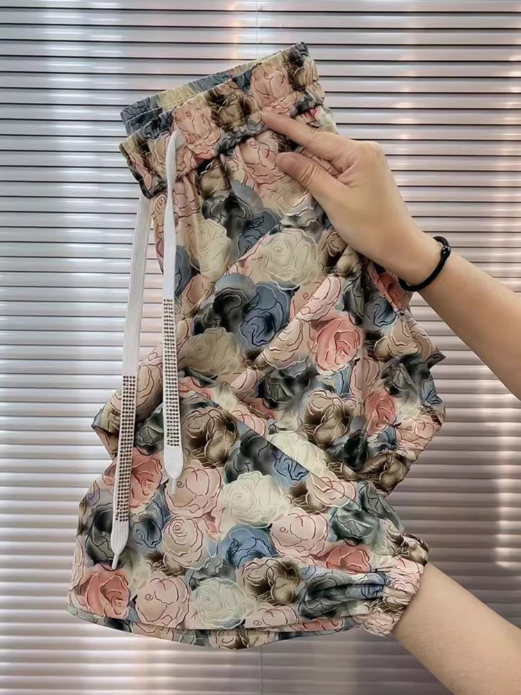 清仓捡漏专柜撤回~夏季闲裤女大码束脚九分哈伦裤宽松高腰碎花裤