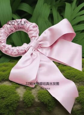 韩版发圈扎头绳批发100%真丝silk蝴蝶结发圈桑蚕丝指环网红发绳女