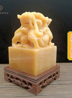 天然玉石精雕龙头印章客厅办公室装饰纯手工制作玉玺乔迁开业送礼