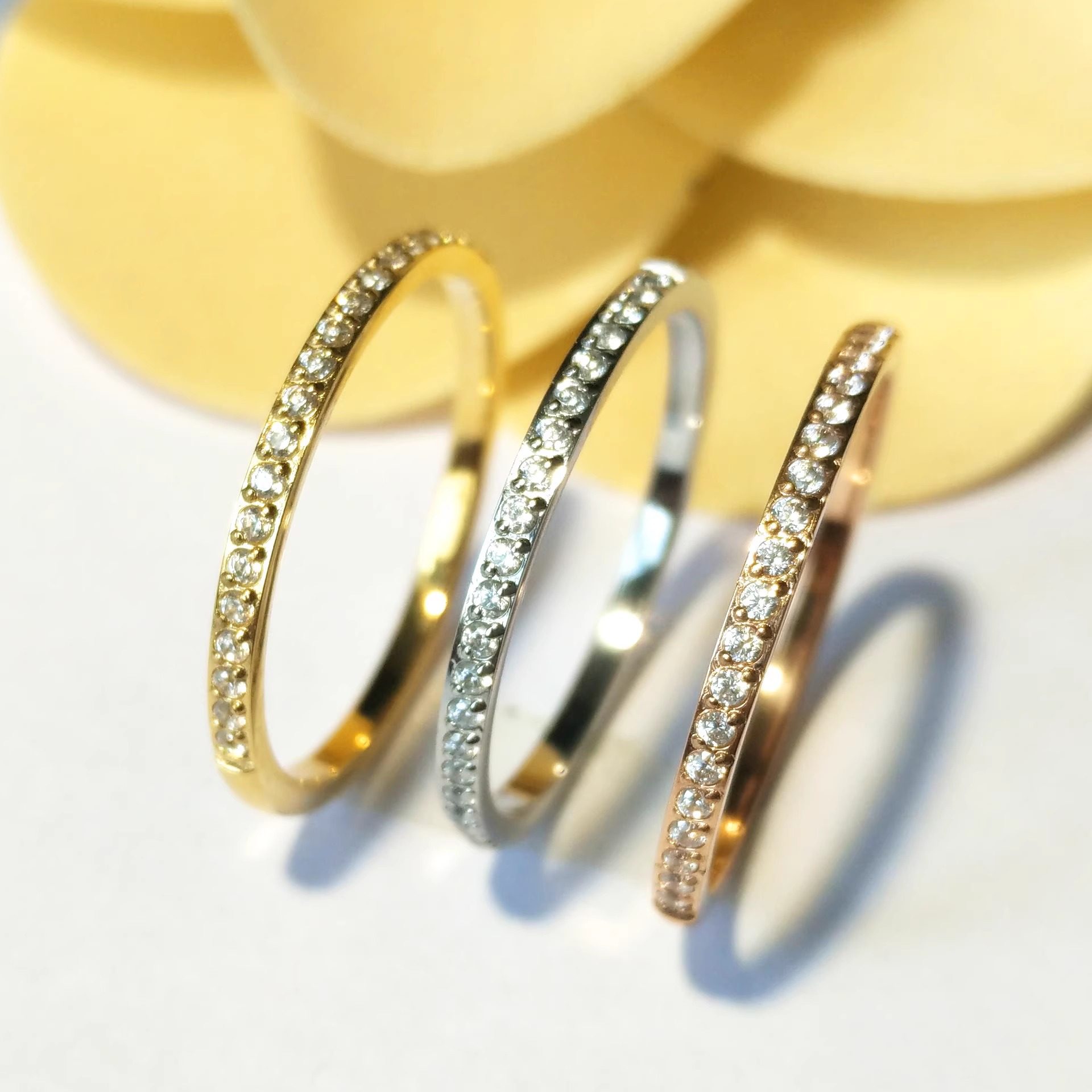 排钻超细铂金钛钢单身风指环尾戒