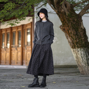 中长款 显瘦百搭A字裙 纯色半裙 秋冬新款 ZAN原创纯棉碎花半身裙女