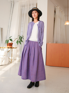 ZAN原创2025新款纯色亚麻半身裙 文艺a字中长款半裙 百搭显瘦长裙