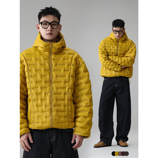 「方界明光」90白鸭绒立体排骨连帽羽绒服男冬宽松大码外套