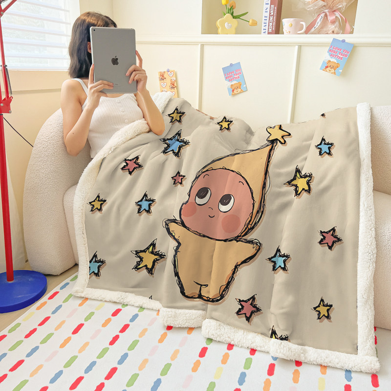 卡通星星人毛毯小孩毯子学生午睡毯幼儿园小朋友午休盖毯儿童被子