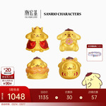 潮宏基三丽鸥布丁狗国王足金黄金转运串珠5D硬金正版小版生日礼物