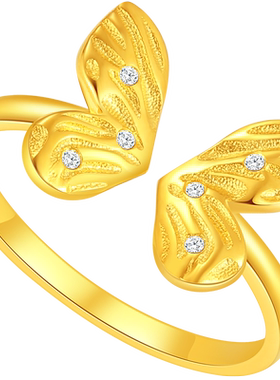 潮宏基s925银戒指蝴蝶新中式