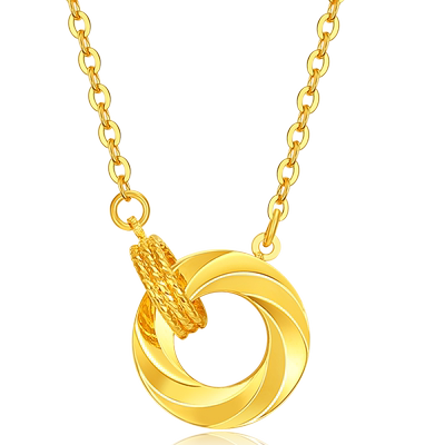 潮宏基至简足金项链黄金套链颈饰环环相扣高级感轻奢生日计价