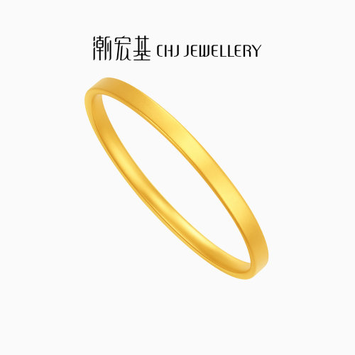 潮宏基经典基础轮胎镯黄金手镯5G黄金足金镯子素圈镯方镯女计价