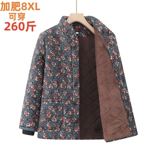 棉衣胖妈妈加绒加厚外套奶奶保暖棉袄 冬装 加肥特体大码 中老年女装