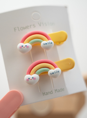 五对包邮儿童小号发夹婴儿发卡刘海夹彩虹星星系列边夹压夹头饰