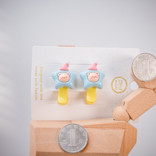 亮面星星蘑菇儿童小号塑料发夹