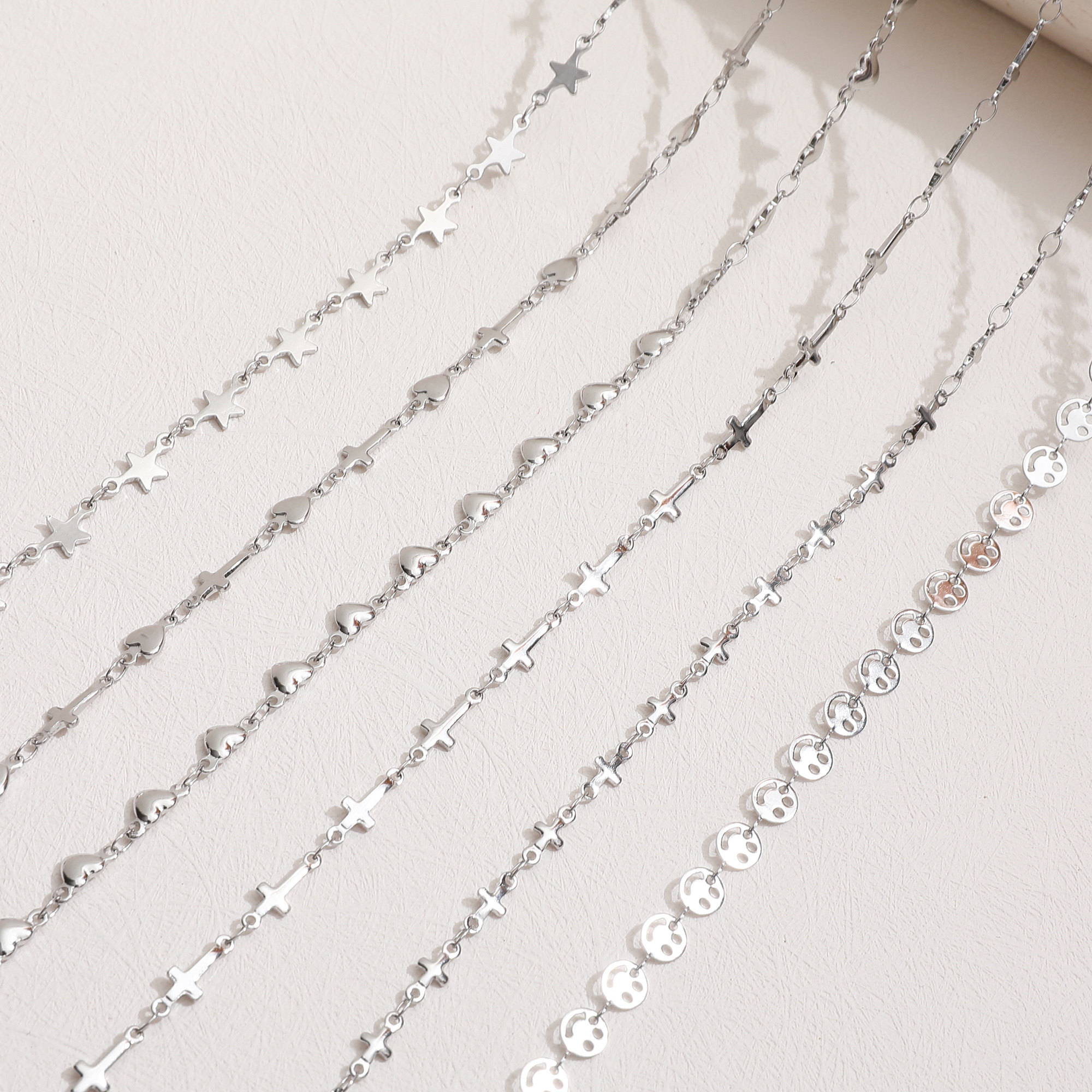 NON-FADING TITANIUM STEEL LOVE CROSS STAR RECTANGULAR STAINLESS STEEL CHAIN DIY HANDMADE HAND NECKLACE ACCESSORIES MATERIALS