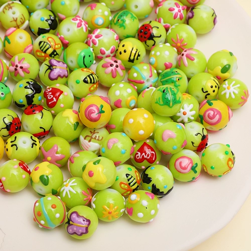 Милый свежий зеленый браслет ручной работы, ожерелье, аксессуары, ручная роспись, в цветочек, DIY