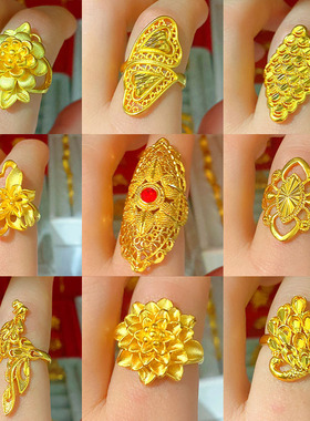 日韩金戒指女欧币镀金百搭首饰