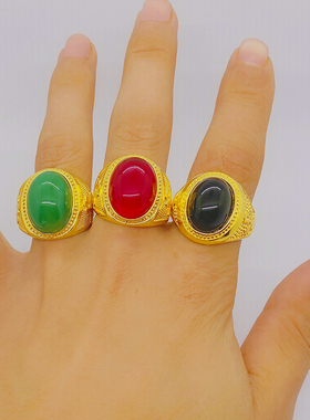 仿真红玛瑙霸气风铜镀金镶嵌宝石