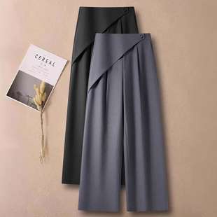 职业风休闲裤 灰色阔腿西装 高腰宽松显瘦直筒裤 女春秋2026新款 子 裤