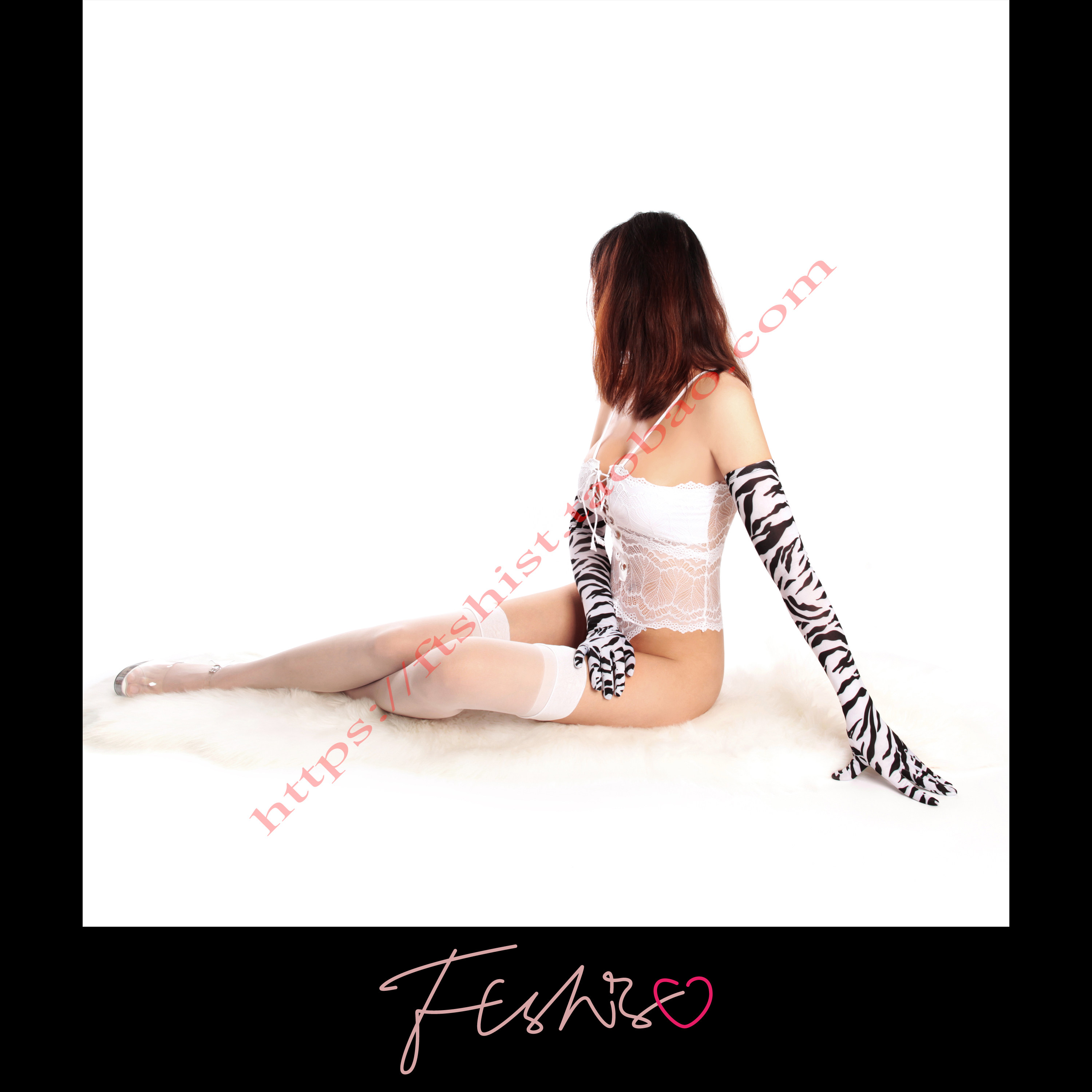 梵帝茜媞Ftshist动漫cosplay氨纶60厘米70cm黑白斑马纹过肘长手套