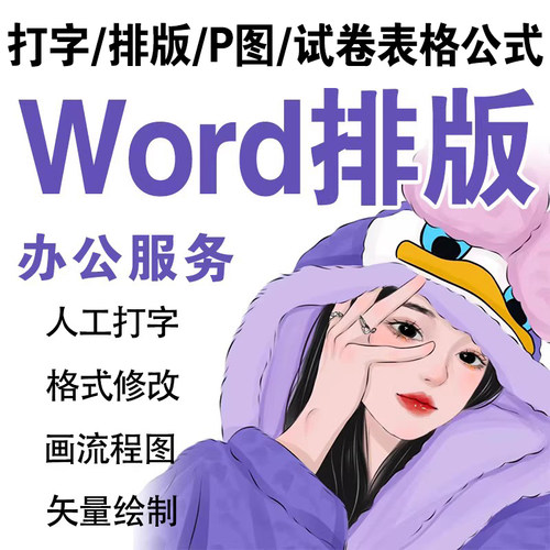 word排版excel表格打字服务文字录入PPT代制作PDF转换文档流程图