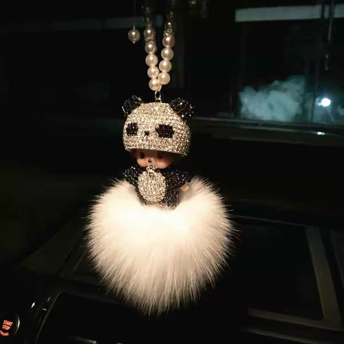 水晶镶钻狐狸毛汽车汽车钥匙扣