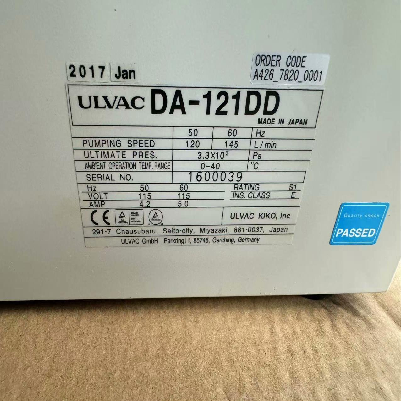【议价】爱发科ULVAC膜片真空泵DA-121DD 实物拍摄 拆机