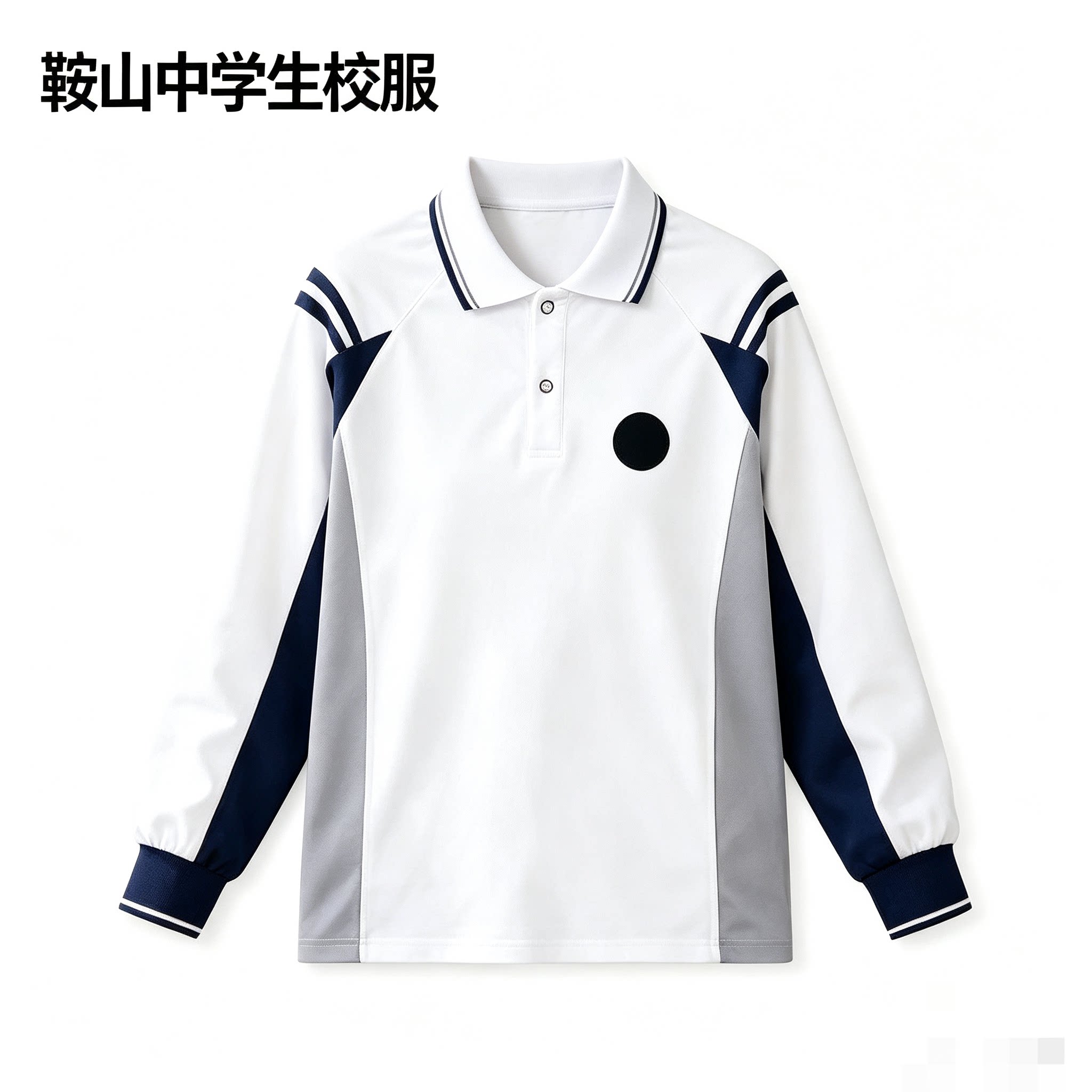 鞍山中学校服撞色POLO衫男女中学生长袖海城统一运动校服长袖上衣