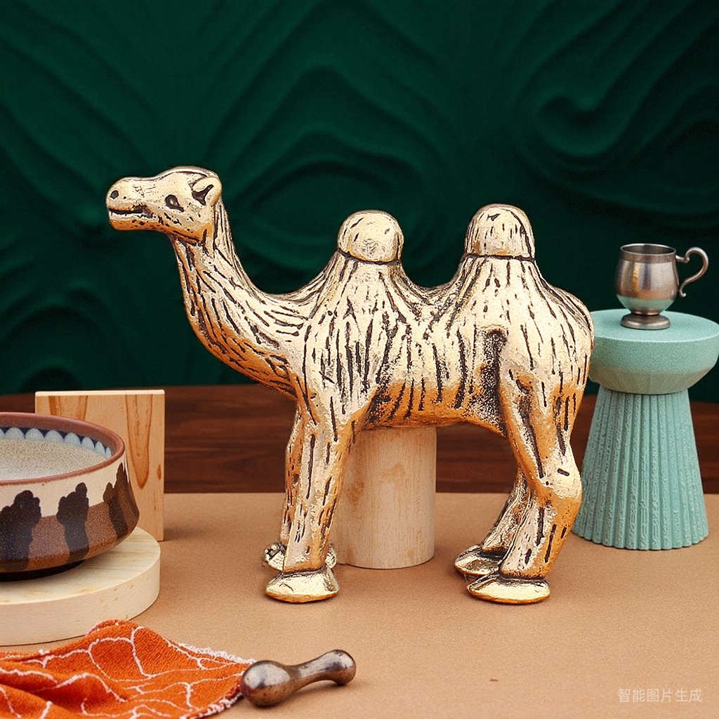 黄铜骆驼桌面摆件办公茶宠