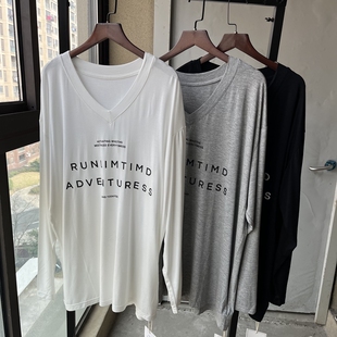 大码 T恤女中长该盖屁股睡衣防晒罩衣 家居裙t字母印花莫代尔棉长袖