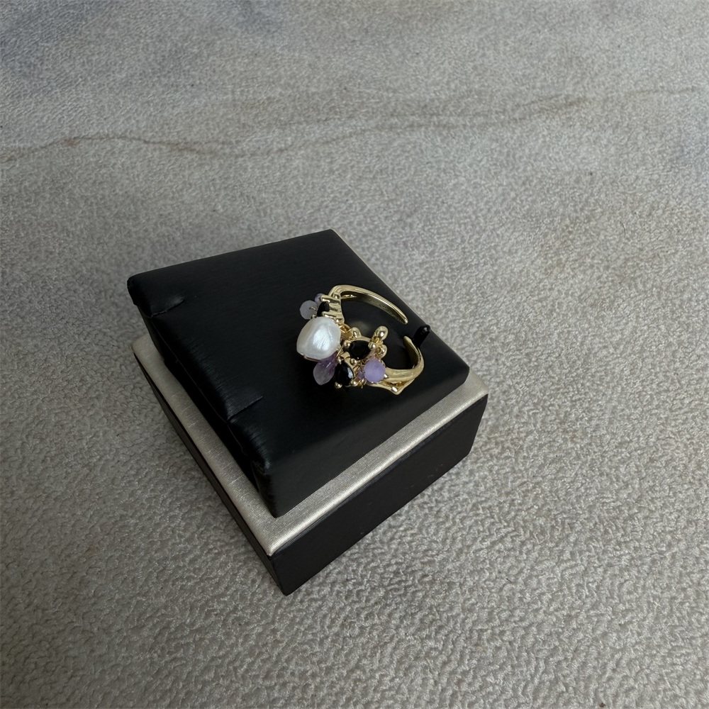 【处理】淡水珍珠/紫水晶天然巴洛克异形珍珠欧式古典奢华戒指