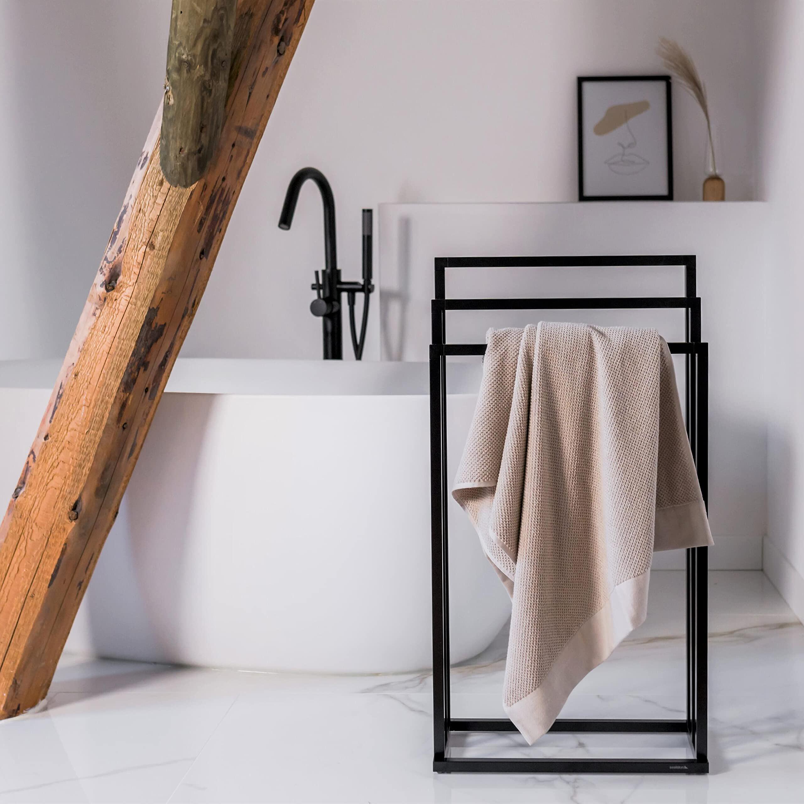 落地毛巾架立式免打孔金属多杆收纳架置物架子浴巾架浴室卧室阳台