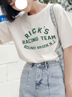 白色短袖t恤女生夏2025新款纯棉半袖圆领打底衫ins潮流宽松上衣