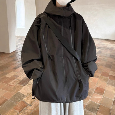 户外连帽冲锋衣男女中性外套男士春秋季百搭休闲宽松运动夹克