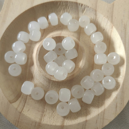【50颗】6*8mm白色琉璃墩墩珠珠玻璃珠不掉色diy手串项链发簪珠珠