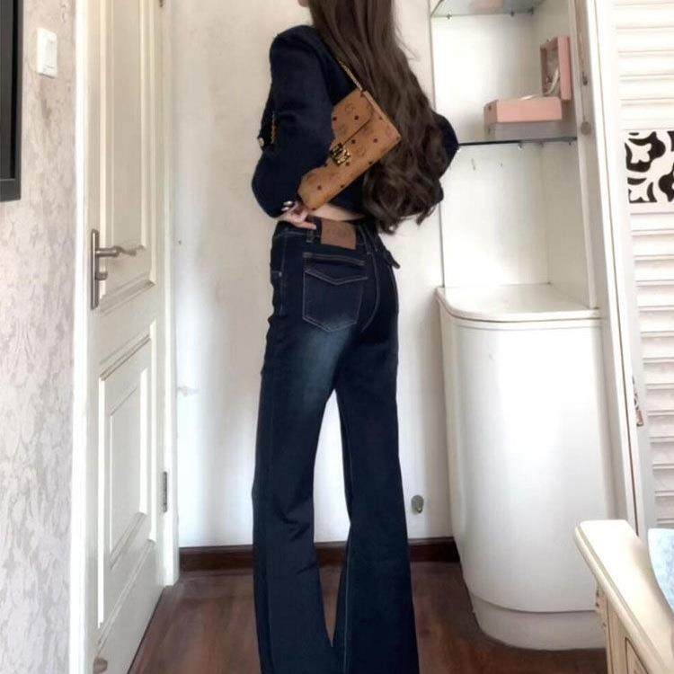高个子加长深蓝复古高腰微喇牛仔裤女显瘦修身弹力拖地马蹄裤子潮,女装/女士精品,牛仔裤,淘宝优惠券,粉丝福利购,淘宝优惠卷