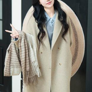 秋季气质显瘦春秋设计感百搭韩版网红毛呢大衣外套中长气质6205