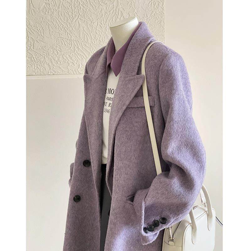 法式法式温柔紫色呢子大衣女秋冬年新款毛呢外套感小个子短款,女装/女士精品,大码呢大衣,淘宝优惠券,粉丝福利购,淘宝优惠卷