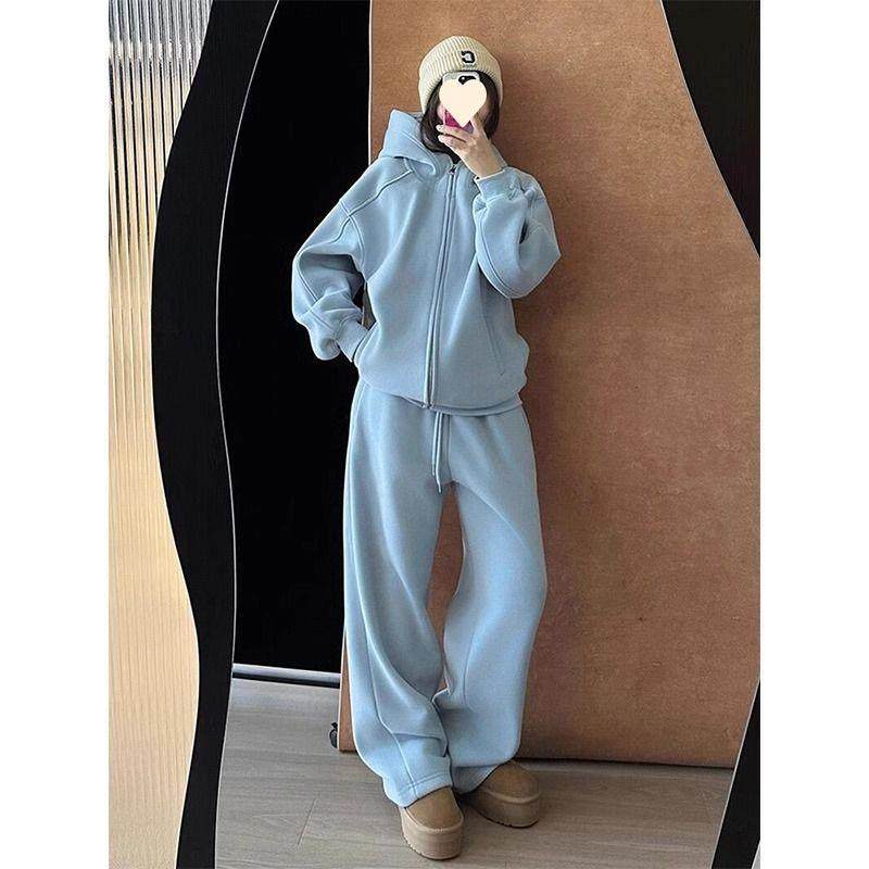 纯棉运动服套装女秋冬加绒加厚宽松时尚连帽卫衣休闲两件套跑步潮,女装/女士精品,时尚套装,淘宝优惠券,粉丝福利购,淘宝优惠卷