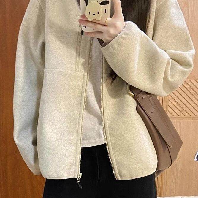 FD2025新款秋季毛呢外套女美式复古宽松休闲百搭立领夹克卫衣开衫,女装/女士精品,大码呢大衣,淘宝优惠券,粉丝福利购,淘宝优惠卷