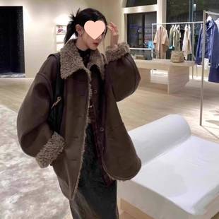 双面穿皮毛一体外套女中长款冬季新款仿羊羔毛加厚冬天外套