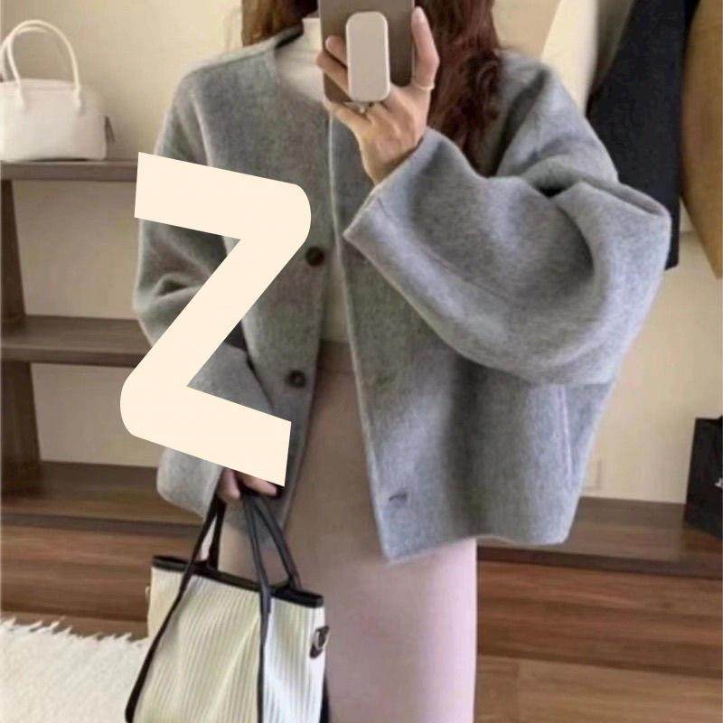 圆领短款双面羊毛大衣女2025秋季韩版宽松气质小香风毛呢外套韩系,女装/女士精品,大码呢大衣,淘宝优惠券,粉丝福利购,淘宝优惠卷